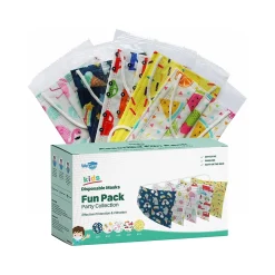 WeCare 3-ply Disposable Face Masks, Kids, Assorted Party Collection Designs, 50/Box (WMN100089)