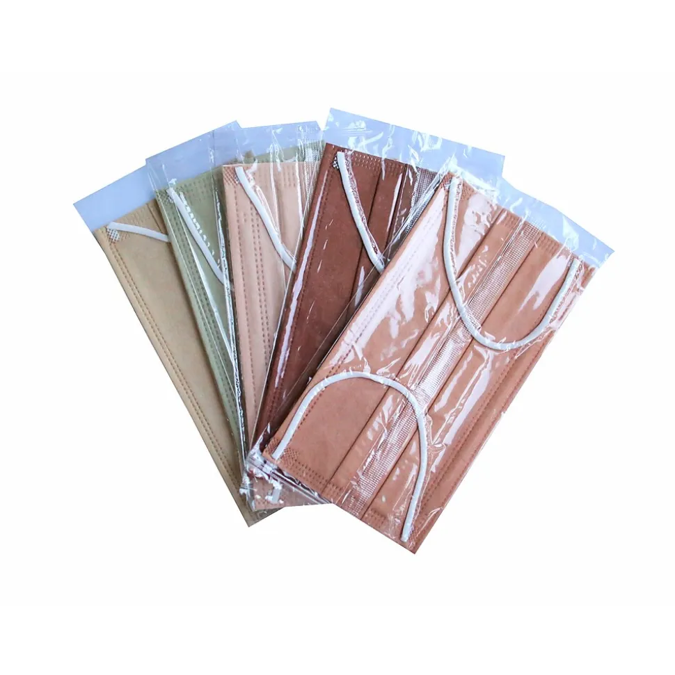 WeCare 3-ply Disposable Face Masks, Kids, Assorted Earth Tones, 50/Box (WMN100094)