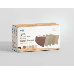 WeCare 3-ply Disposable Face Masks, Kids, Assorted Earth Tones, 50/Box (WMN100094)
