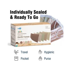 WeCare 3-ply Disposable Face Masks, Kids, Assorted Earth Tones, 50/Box (WMN100094)