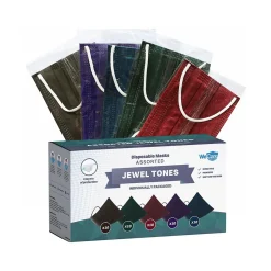 WeCare 3-ply Disposable Face Mask ,Adult, Assorted Jewel Tones, 50/Box (WMN100091)