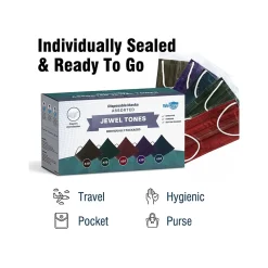 WeCare 3-ply Disposable Face Mask ,Adult, Assorted Jewel Tones, 50/Box (WMN100091)