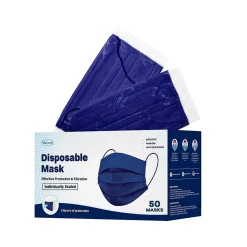 WeCare 3-ply Disposable Face Mask, Adult, Navy, 50/Box (WMN100022)