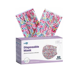 WeCare 3-ply Disposable Face Mask, Adult, Flowers, 50/Pack (WMN100106)