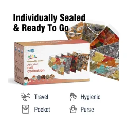 WeCare 3-ply Disposable Face Masks, Kids, Assorted Fall Designs, 50/Box (WMN100115)