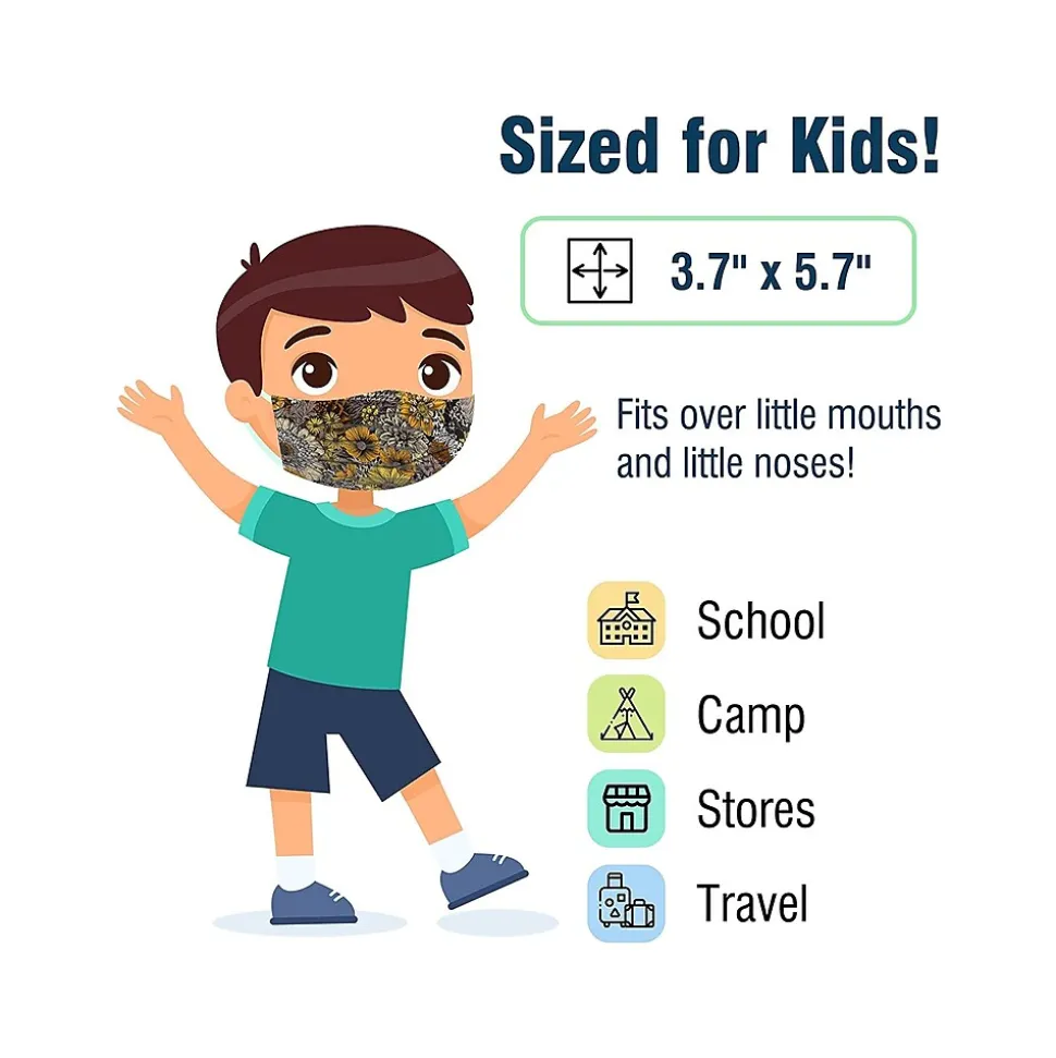 WeCare 3-ply Disposable Face Masks, Kids, Assorted Fall Designs, 50/Box (WMN100115)