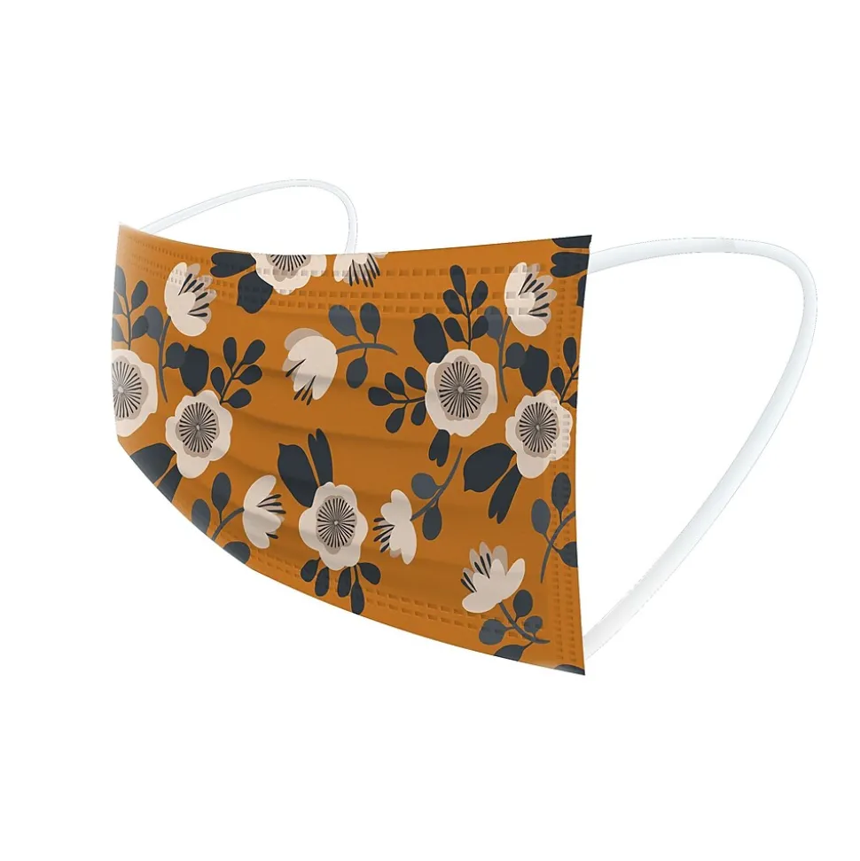 WeCare 3-ply Disposable Face Masks, Adult, Assorted Fall Designs, 50/Box (WMN100114)