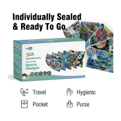 WeCare 3-ply Disposable Face Masks, Kids, Assorted Sports Deisgns, 50/Box (WMN100118)