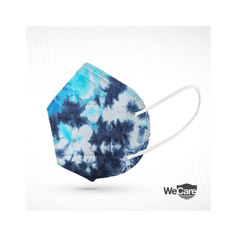 WeCare Tie Dye Disposable KN95 Fabric Face Masks, One Size, Assorted Colors, 20/Pack, 3 Packs/Carton (TBN203259)
