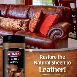 Weiman 1-Ply Leather Wipes, Lemon Scent, 30 Wipes/Tub (91)