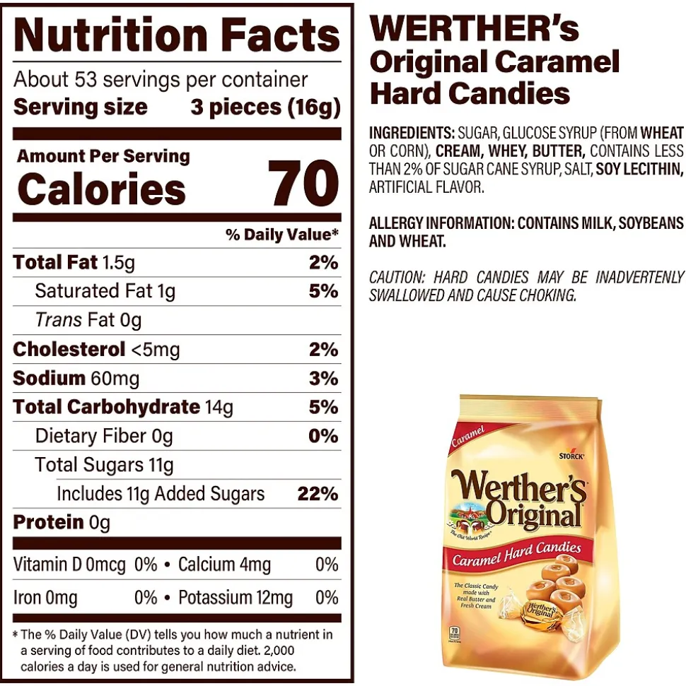 Werther's Original Carmel Hard Candies and Riesen Carmel Chocolates, 30 oz (600-00285)