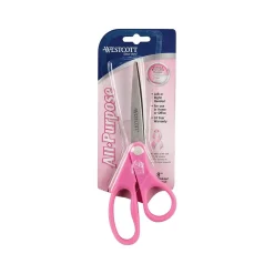 Westcott All Purpose Pink Ribbon 8" Stainless Steel Scissors, Pointed Tip, Pink (15387)