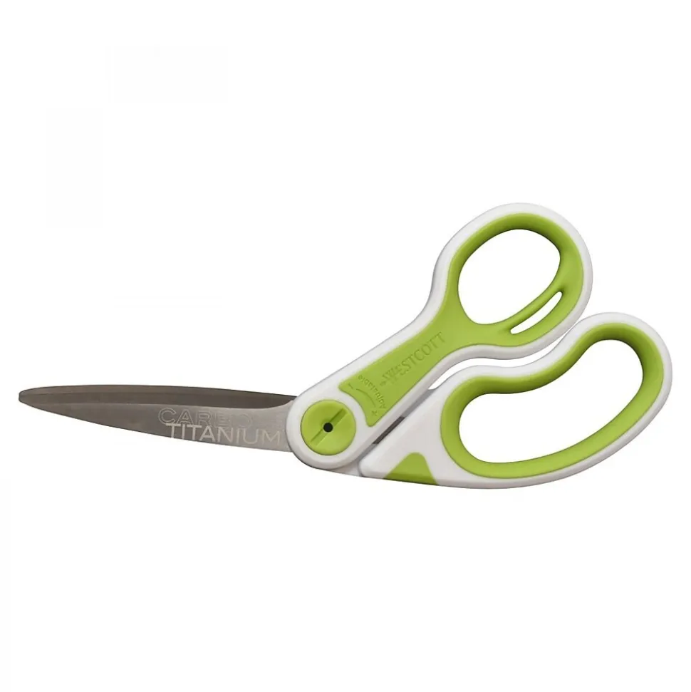 Westcott CarboTitanium 8" Multi-Purpose/Heavy Duty Scissor, Blunt Tip, Green/White (17444)