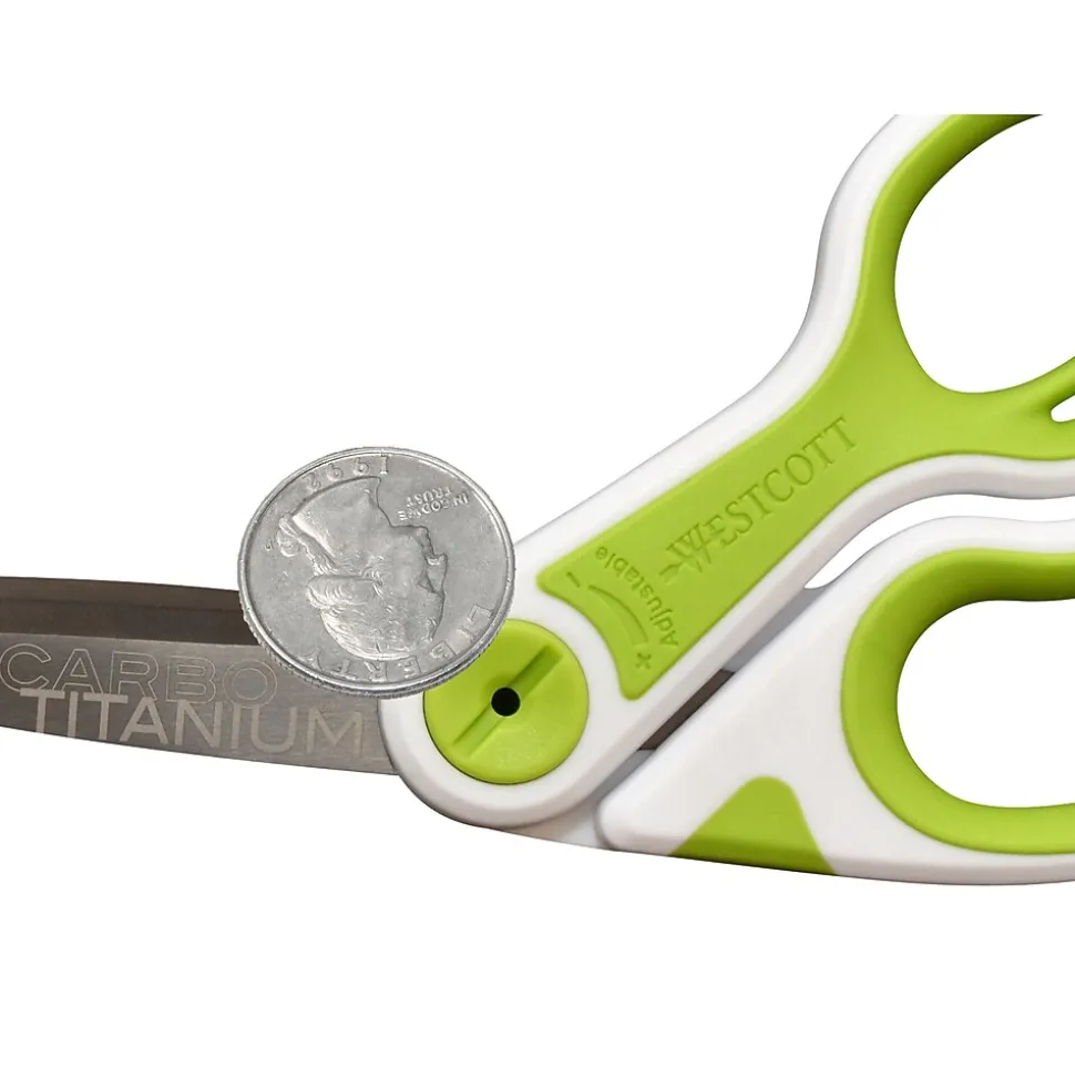 Westcott CarboTitanium 8" Multi-Purpose/Heavy Duty Scissor, Blunt Tip, Green/White (17444)