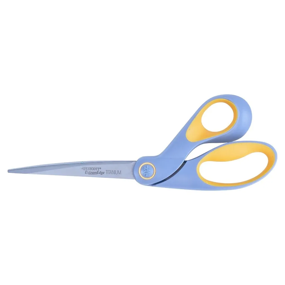 Westcott ExtremEdge 9" Titanium Multi-Purpose Heavy Duty Scissors, Pointed Tip, Gray/Yellow (14669)