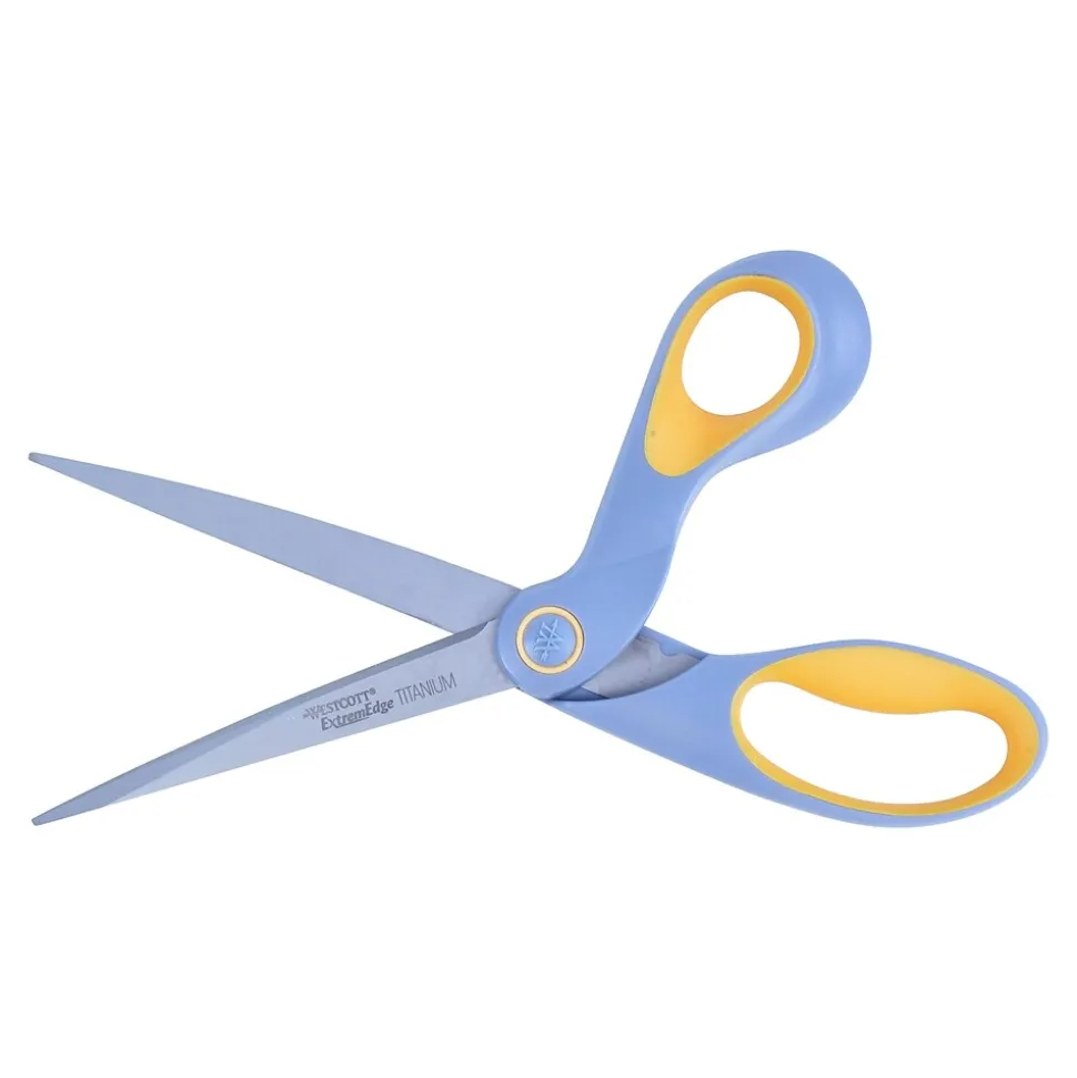 Westcott ExtremEdge 9" Titanium Multi-Purpose Heavy Duty Scissors, Pointed Tip, Gray/Yellow (14669)