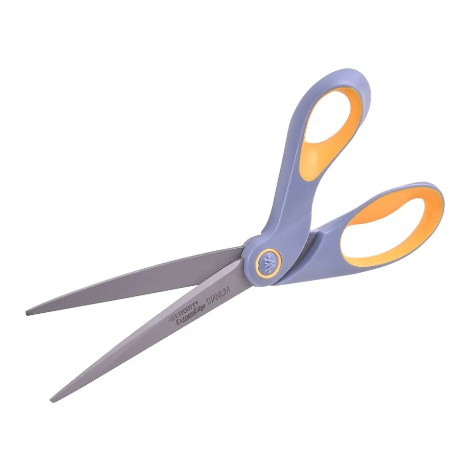 Westcott ExtremEdge 9" Titanium Multi-Purpose Heavy Duty Scissors, Pointed Tip, Gray/Yellow (14669)