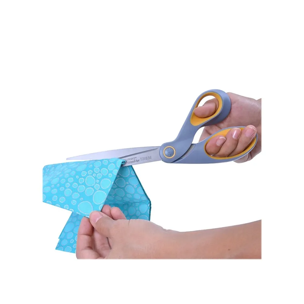 Westcott ExtremEdge 9" Titanium Multi-Purpose Heavy Duty Scissors, Pointed Tip, Gray/Yellow (14669)