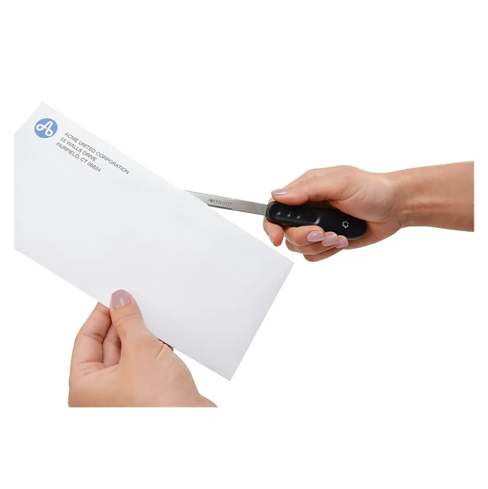 Westcott KleenEarth 9" Handle Letter Opener, Black (14821)