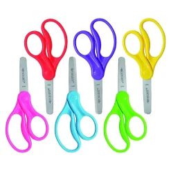 Westcott School 5" Stainless Steel Kid's Scissors, Blunt Tip, Assorted Colors, 6/Pack (16454)