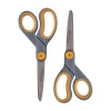 Westcott Titanium Bonded 8" Titanium Heavy Duty General Purpose Scissor, Sharp Tip, Gray/Yellow, 2/Pack (13901)