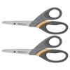Westcott Titanium Bonded UltraSmooth 8" Heavy Duty Scissors, Blunt Tip, Gray/Yellow, 2/Pack (14107)