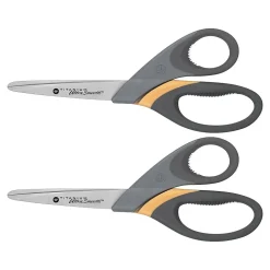 Westcott Titanium Bonded UltraSmooth 8" Heavy Duty Scissors, Blunt Tip, Gray/Yellow, 2/Pack (14107)