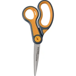 Westcott Titanium Bonded Non-Stick 8" Scissors, Adjustable Glide, Pointed Tip, Gray/Yellow (14849)