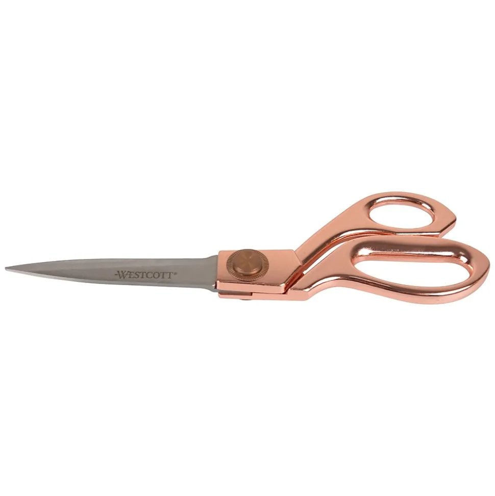 Westcott® Vintage 8" Stainless Steel Heavy Duty Scissors, Pointed Tip, Rose Gold Finish (16968)