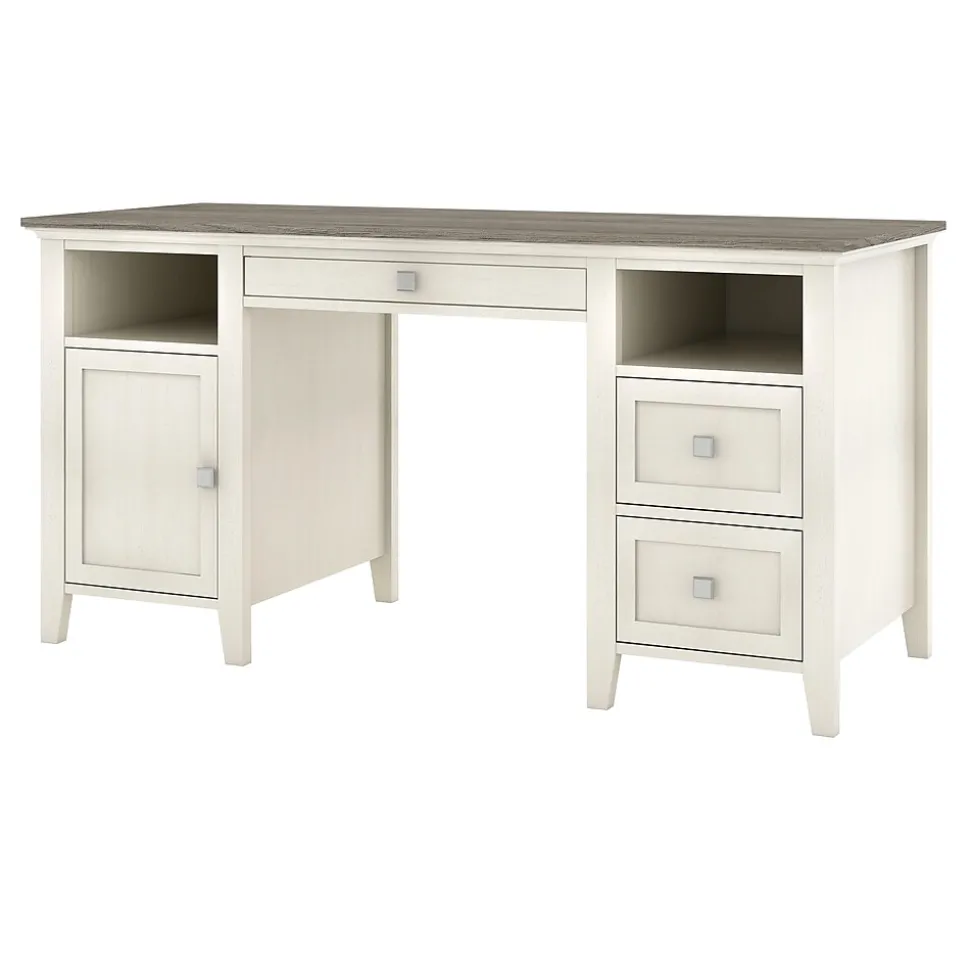 Whalen Abington 60"W Wood Computer Desk, Dusty Aged Oak/Antique White (SPUS-ABTD)