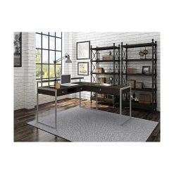 Whalen Asherton 60" W L-Shaped Computer Desk, Fawn Aged Oak (SPUS-ASHD)