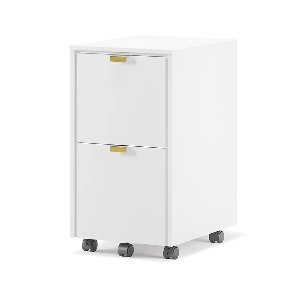 Whalen Breenly 2-Drawer Mobile Vertical File Cabinet, Letter/Legal Size, 28"H x 16"W x 20.63"D, Off-White/Gold (SPUS-BRMF-WH)