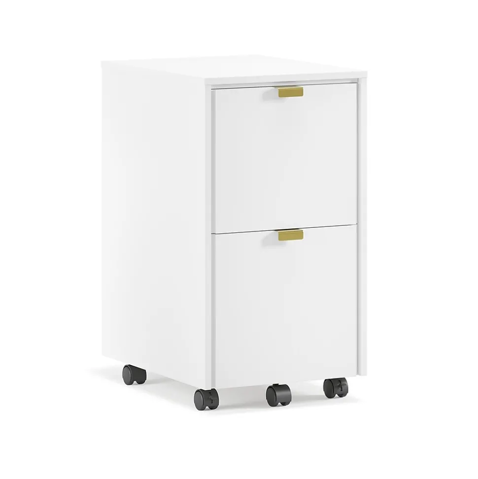 Whalen Breenly 2-Drawer Mobile Vertical File Cabinet, Letter/Legal Size, 28"H x 16"W x 20.63"D, Off-White/Gold (SPUS-BRMF-WH)