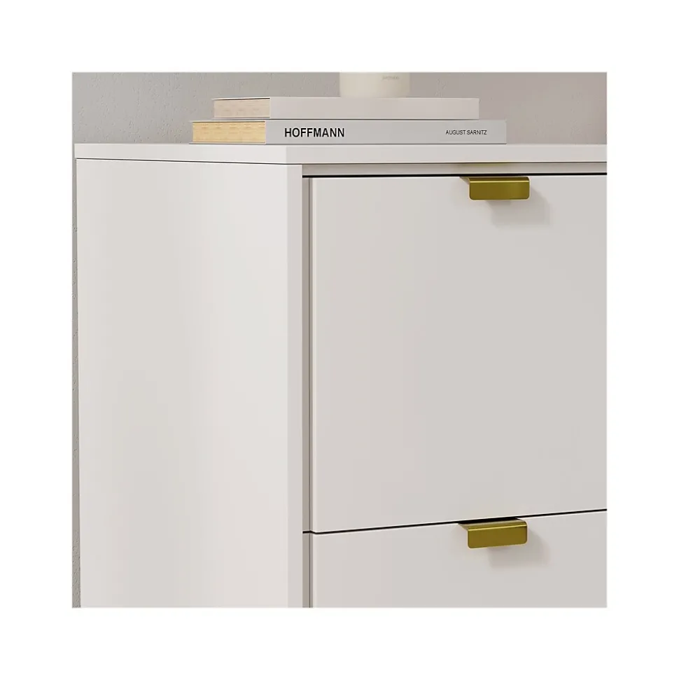 Whalen Breenly 2-Drawer Mobile Vertical File Cabinet, Letter/Legal Size, 28"H x 16"W x 20.63"D, Off-White/Gold (SPUS-BRMF-WH)