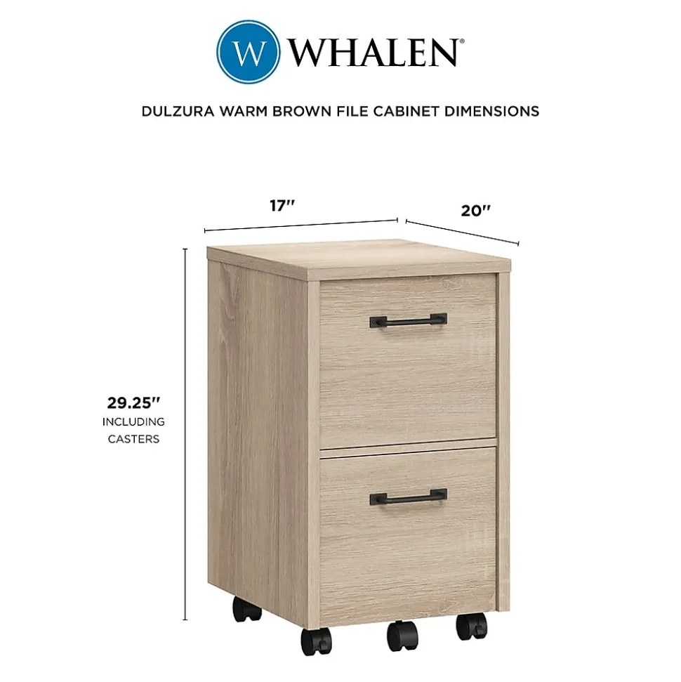 Whalen Dulzura 2-Drawer Mobile Vertical File Cabinet, Letter/Legal Size, 29.25"H x 17"W x 20"D, Warm Brown (SPUS-DZMF-LBM)