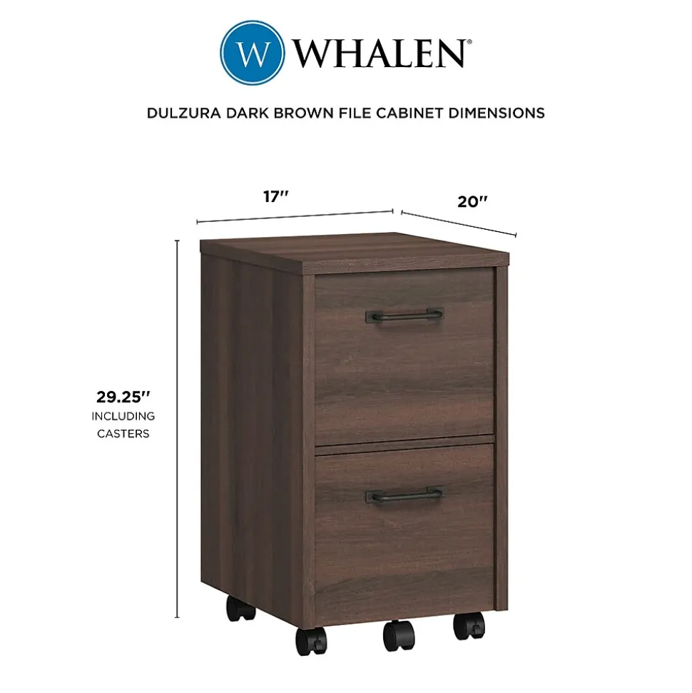 Whalen Dulzura 2-Drawer Mobile Vertical File Cabinet, Letter/Legal Size, 29.25"H x 17"W x 20"D, Dark Brown (SPUS-DZMF-DBM)
