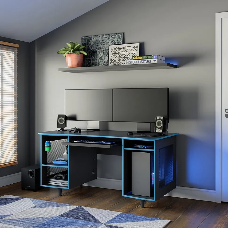 Whalen Emergent Gaming 60"W Computer Desk, Black (SPUS-EGDB)