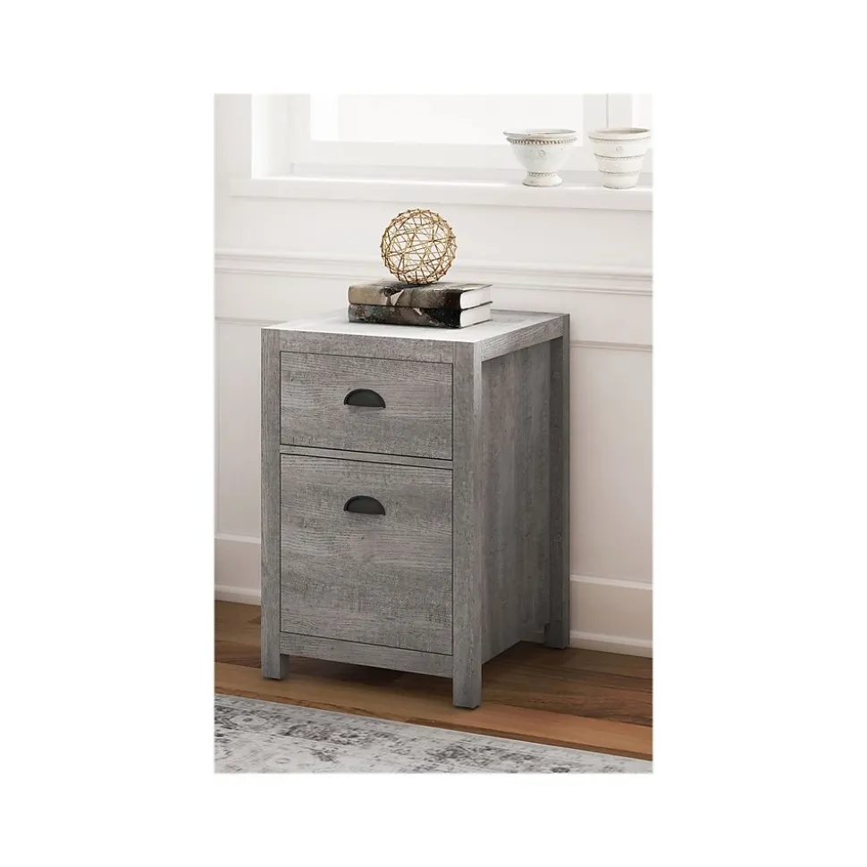 Whalen Fallbrook 2-Drawer Vertical File Cabinet, Letter/Legal Size, 26.25"H x 17"W x 20"D, Smoked Ash (SPUS-FBSF-GM)