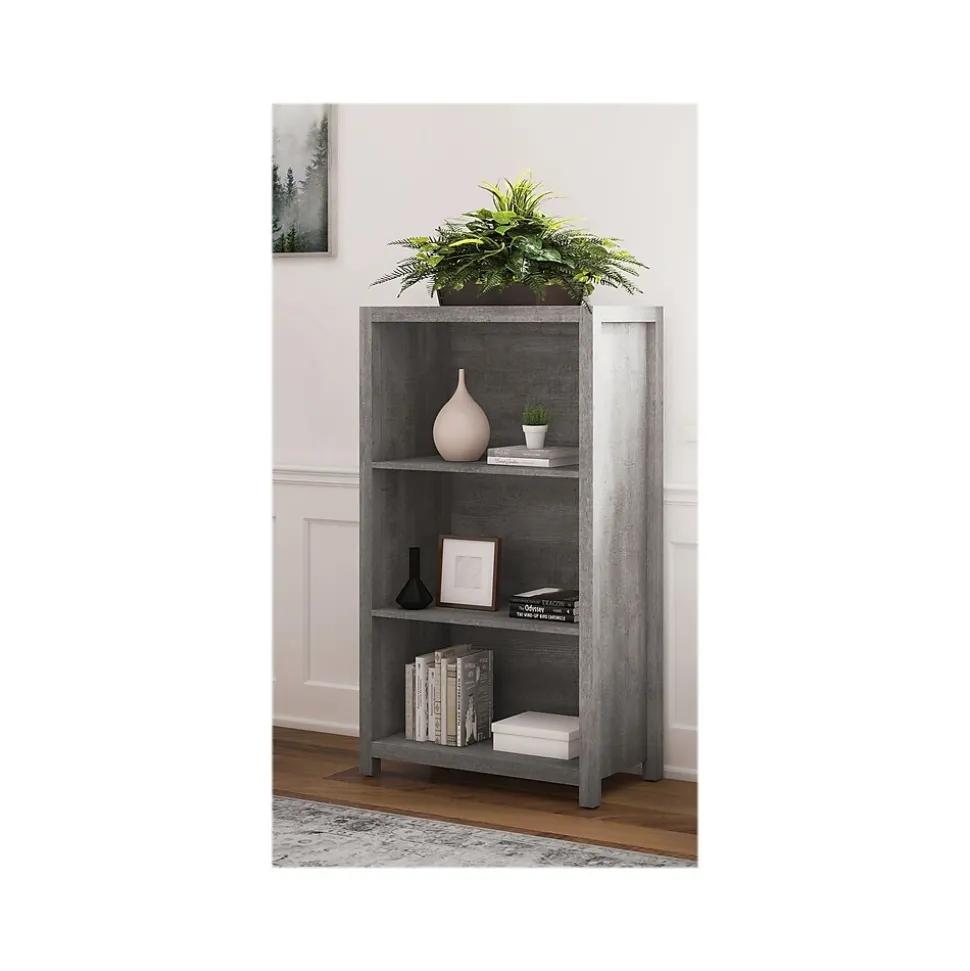 Whalen Fallbrook 3-Shelf 48"H Bookcase, Smoked Ash/Rustic Warm Gray (SPUS-FBBK-GM)