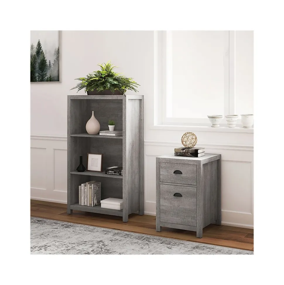 Whalen Fallbrook 3-Shelf 48"H Bookcase, Smoked Ash/Rustic Warm Gray (SPUS-FBBK-GM)
