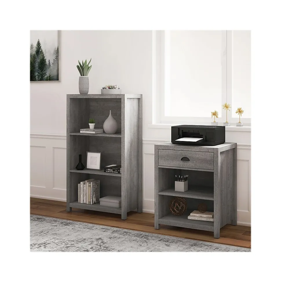 Whalen Fallbrook 3-Shelf 48"H Bookcase, Smoked Ash/Rustic Warm Gray (SPUS-FBBK-GM)