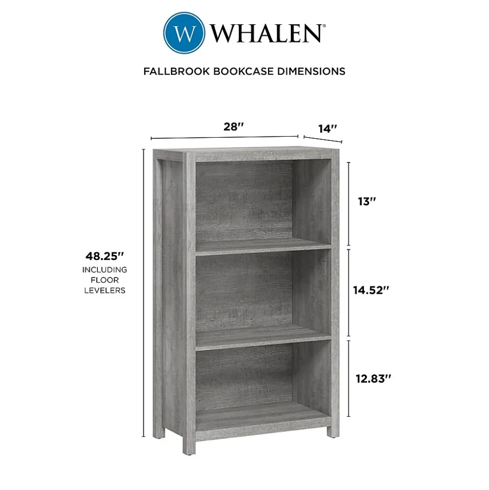 Whalen Fallbrook 3-Shelf 48"H Bookcase, Smoked Ash/Rustic Warm Gray (SPUS-FBBK-GM)