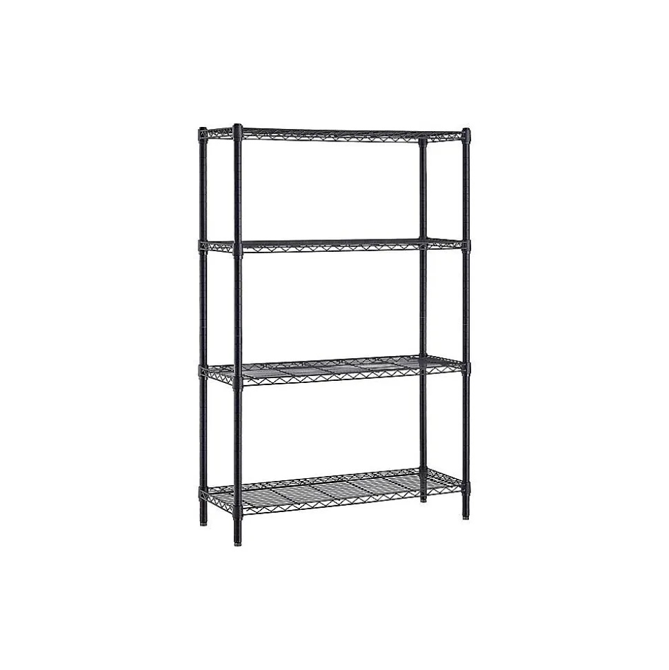 Whalen 4-Shelf Wire Unit, 48"W, Black (WS184872-4B)