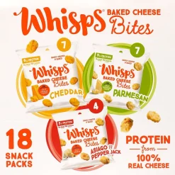 Whisps Baked Cheese Bites Variety Snack Packs, 0.63 oz, 18/Pack (220-02347)