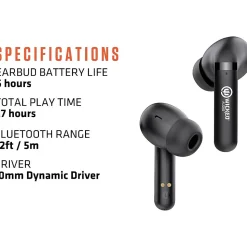 Wicked Audio Mojo 500 TWS Wireless Noise Canceling Earbuds, Bluetooth, Black (WI-TW4650)