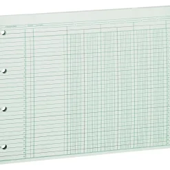 Wilson Jones Columnar Sheets, Ledger Paper, Ruled, 30 Lines, 6 Columns, Green Paper, 9 1/4" x 11 7/8", 100/Pk