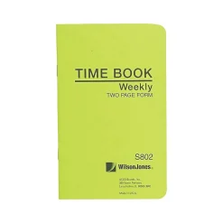 Wilson Jones Foreman's Time Book, 4.25" x 6.8", Green, 36 Sheets/Book (S802)