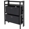 Winsome Torino 3-Pc Folding Bookcase w/ Fabric Baskets, Black/Black (20306)