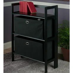 Winsome Torino 3-Pc Folding Bookcase w/ Fabric Baskets, Black/Black (20306)