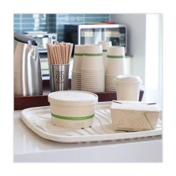 World Centric Fiber Trays, PLA Lined, PFAS Free, 1-Compartment, 18 x 14 x 1, Natural, 100/Carton